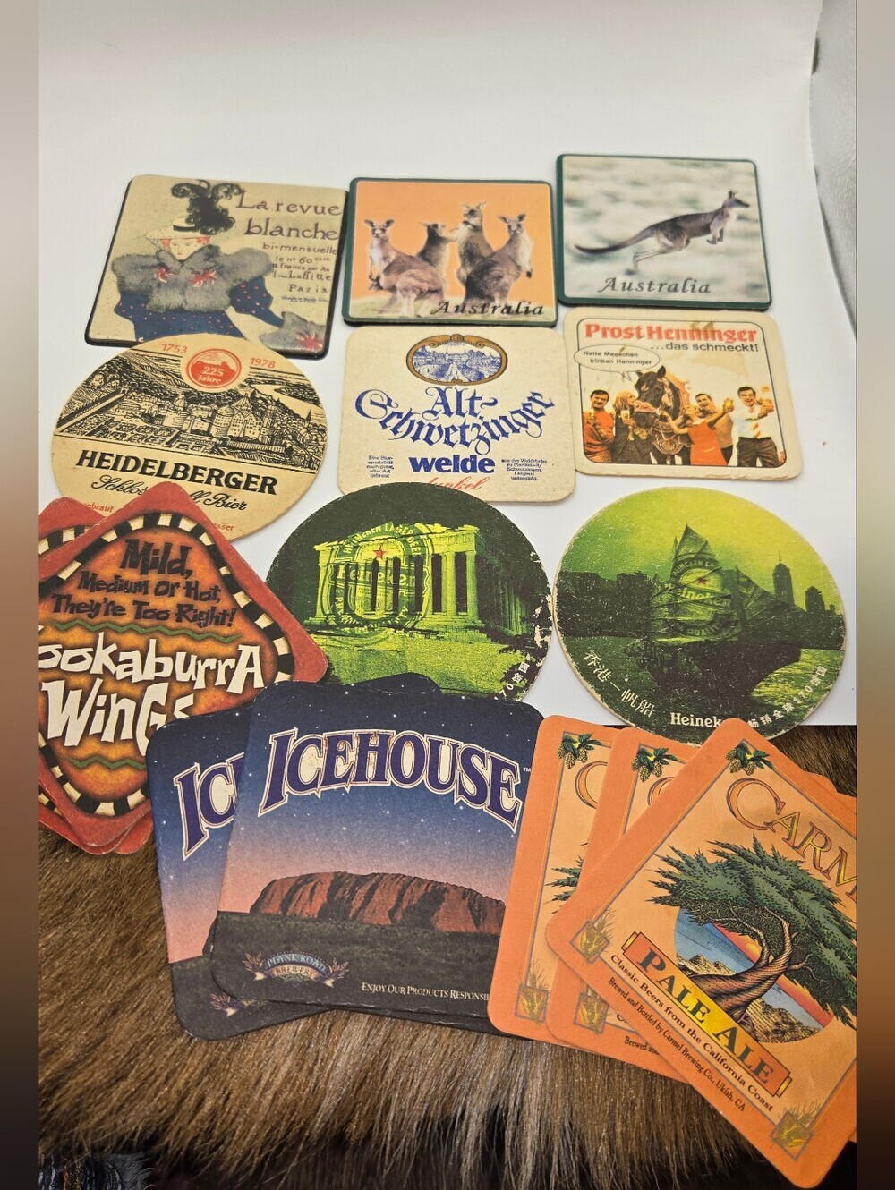 Vintage Coaster Lot Travel Paris Australia Germany Japan Milwaukee California